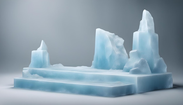 Photo glacier ice podium for mockup display or presentation of products