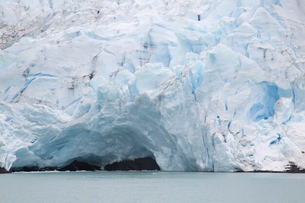 Foto primo piano del ghiacciaio della patagonia struttura del ghiaccio