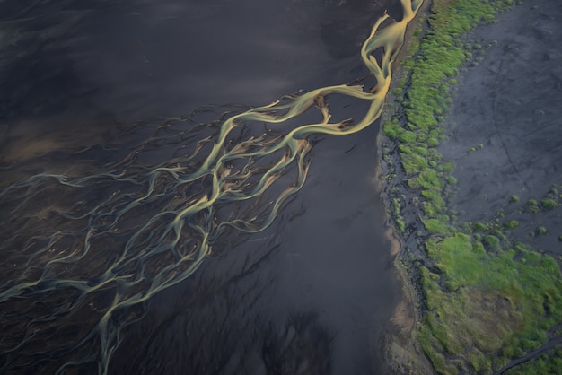 Photo glacier rivers in iceland from above