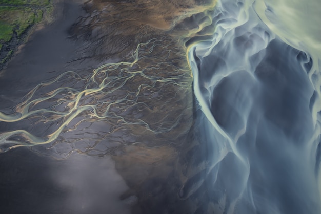 Photo glacier rivers in iceland from above