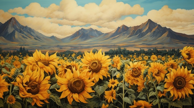 Glacier Of Sunflowers A Joyous Figurative Art Masterpiece