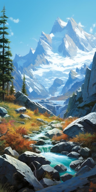 Photo glacier surrounded by dense vegetation a photorealistic 3d art