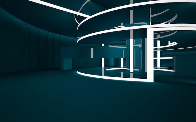 gladde turquoise interieur 3D illustratie weergave
