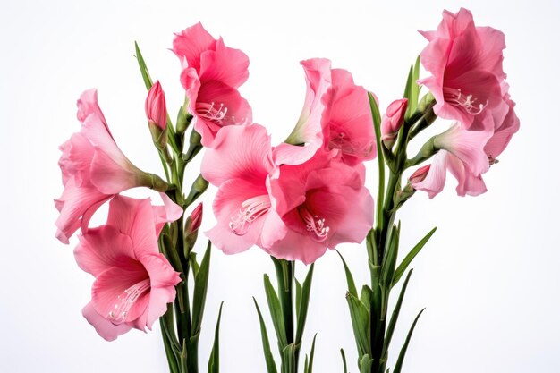 Foto fiori di gladiolo di colore rosa morbido