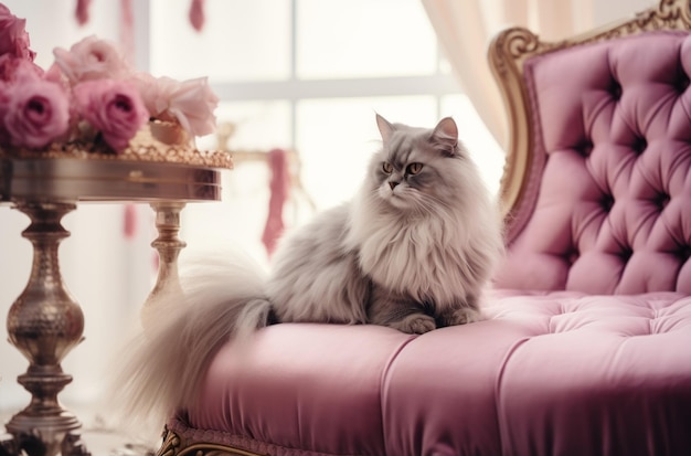 Glamorous cat in fashionable interior