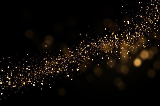Photo glamorous golden particles on a black background