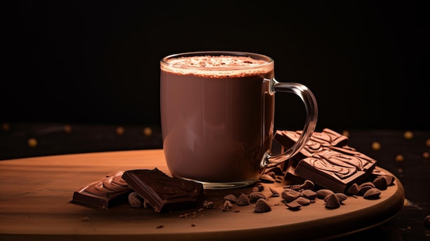 Photo glamorous hot chocolate product photography with 8k hd image