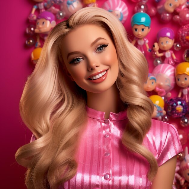 A glamorous human doll with blonde hair