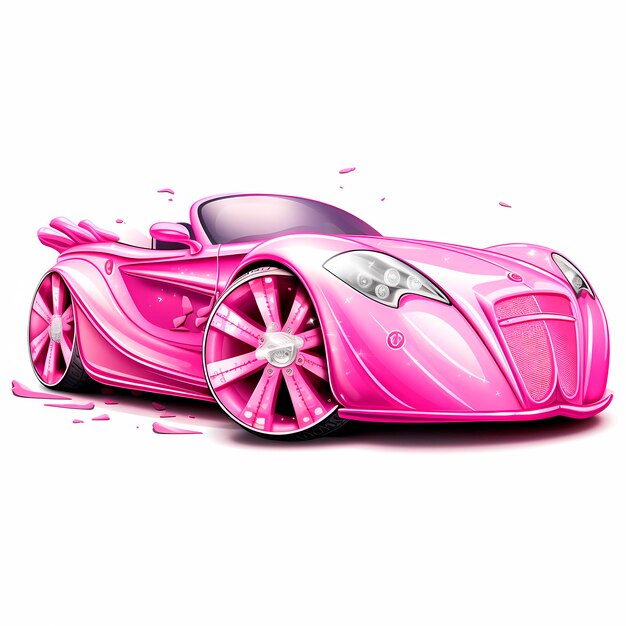 Photo glamorous pink car in barbie style