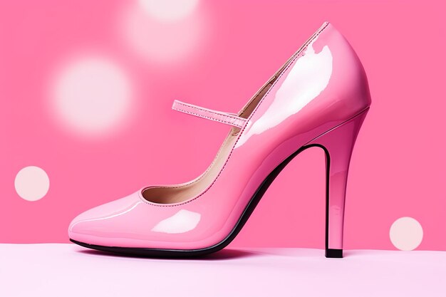 Glamorous pink high heeled shoes luxury pink shoes pink color pink background pink world AI Genera