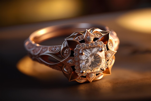 A Glamorous Rose Gold and Diamond Ring