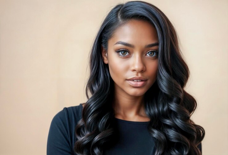 Photo glamorous woman with longwavy hair
