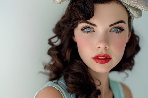 A glamorous young woman with red lips