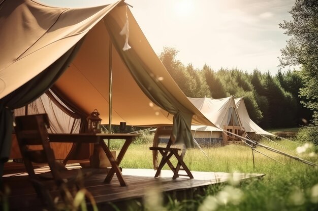 glamping in the beautiful countryside generative AI