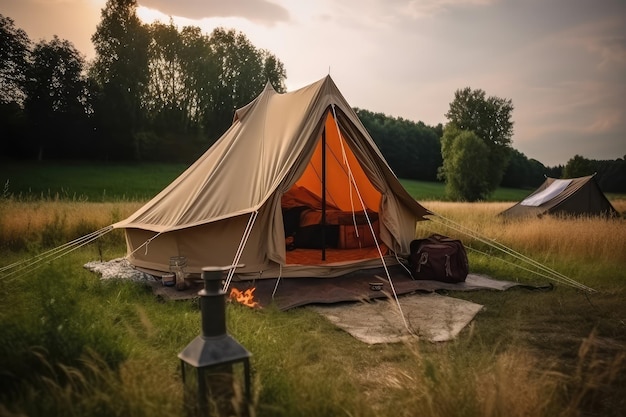 glamping in het prachtige landschap gegenereerd met AI