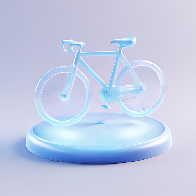 Glanzend gestileerd glazen pictogram van een fiets