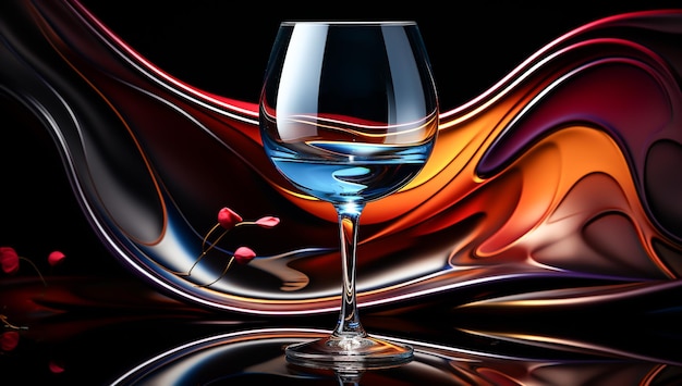 Glanzend glas wijn op abstracte achtergrond AI gegenereerd