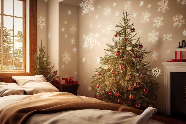 Glanzend gouden 3D-rendering kerstbehang