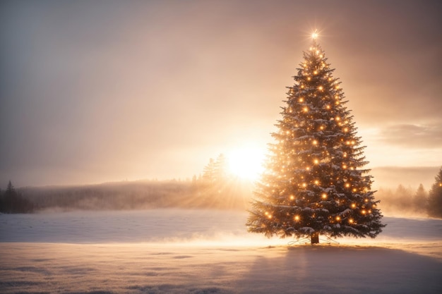 Glanzende kerstboom op witte achtergrond ai generatief