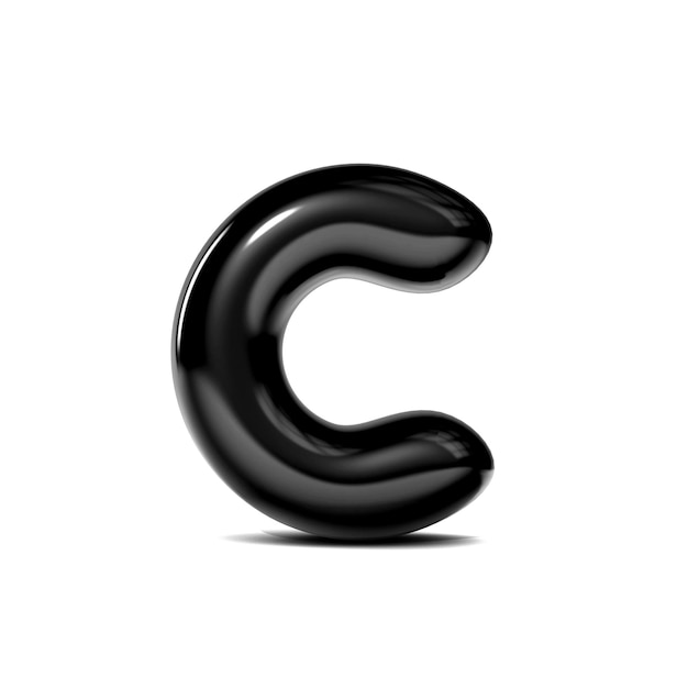 Glanzende letter C zeepbel lettertype geïsoleerd op een witte achtergrond 3D-rendering