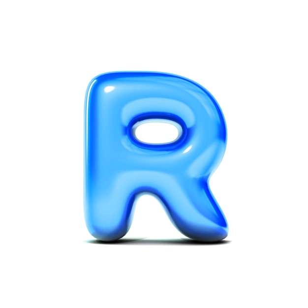 Glanzende letter R bubble lettertype geïsoleerd op een witte achtergrond 3D-rendering