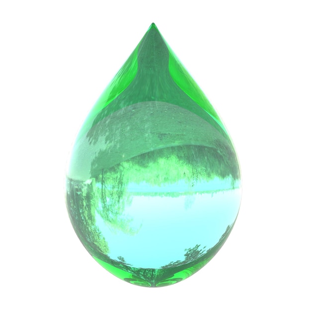 Glanzende waterdruppel met reflectie