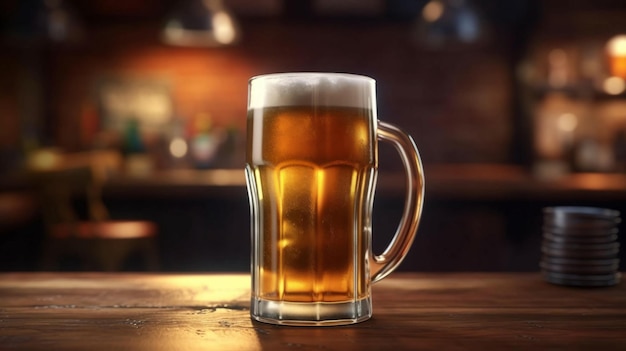 Glas beker licht koud vers bier AI gegenereerd