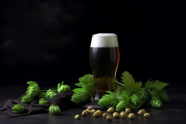 Glas bier groene hop drinken Genereer Ai