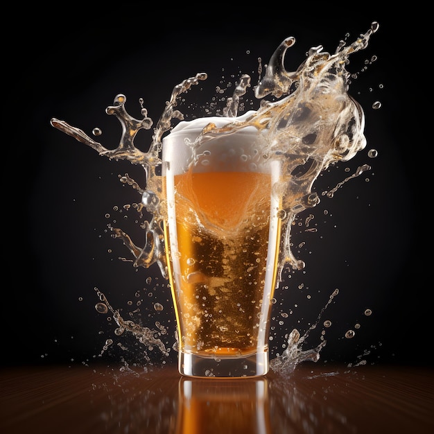 glas bier met schuimplons Gemaakt door AI Kunstmatige intelligentie
