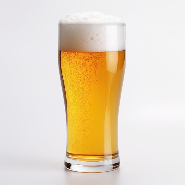 Glas bier op een effen witte achtergrond