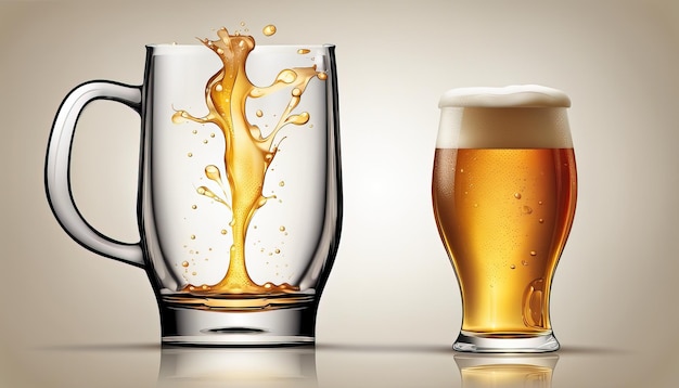 Glas bier vector met energieke bierplons