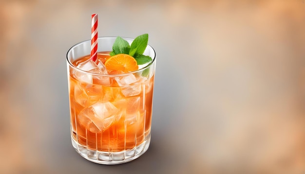 Glas cocktail met sinaasappelen en ijsdranken achtergrond