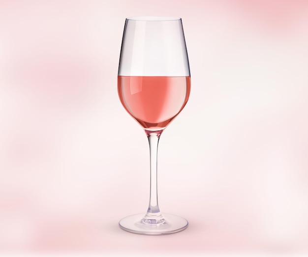 Glas dure rose wijn op lichtroze achtergrond