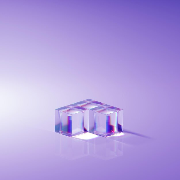 glas en bijtende objecten 3d render abstracte achtergrond