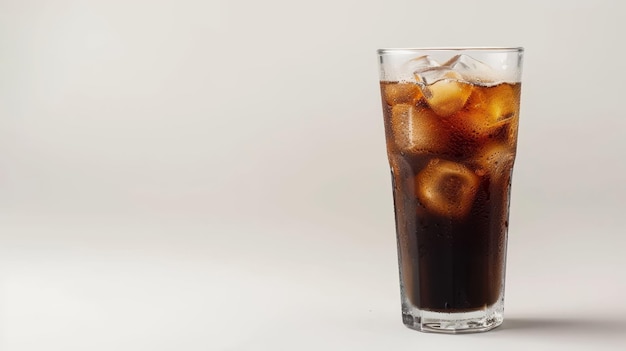 Glas Iced Black Coffee op een platte witte achtergrond