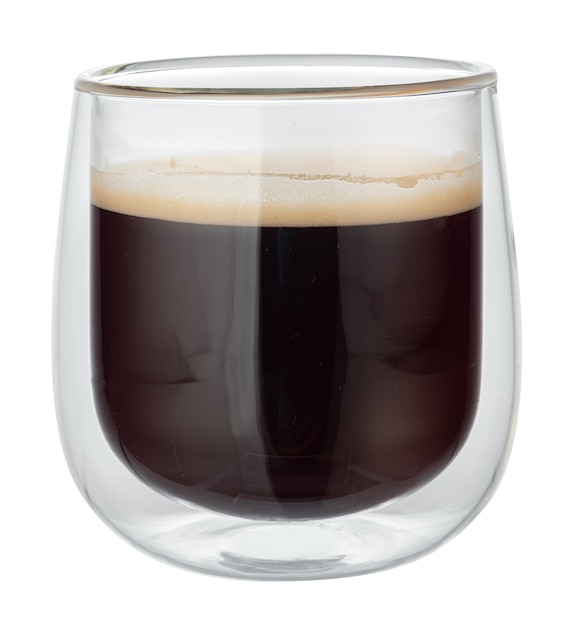 Glas kopje espresso koffie geïsoleerd op wit
