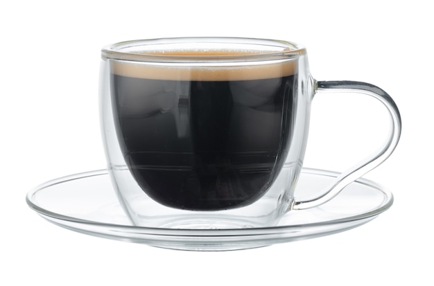Glas kopje koffie geïsoleerd op wit