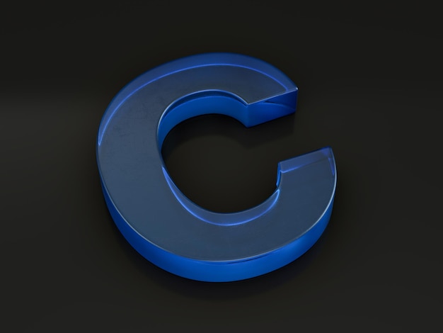 Glas letter C op zwart
