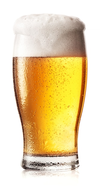 Glas licht bier met wit schuim