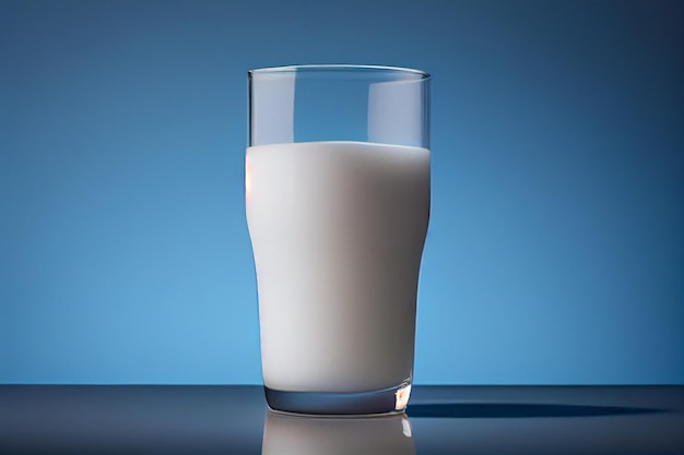 Glas melk op blauwe backgroundgeneratieve ai