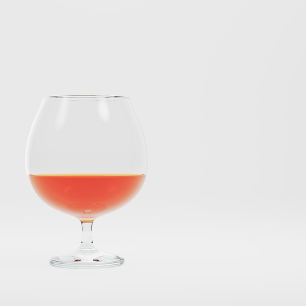 Glas met alcohol op lichte achtergrond. 3D render