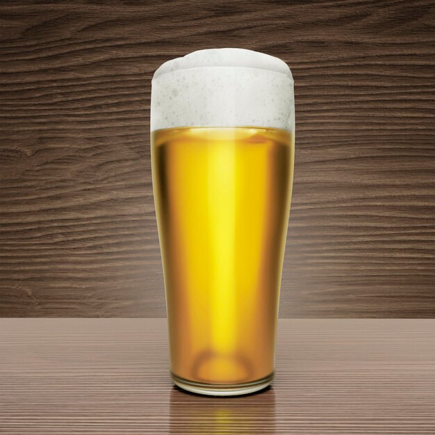 Glas met bier op houten vloer background3d render