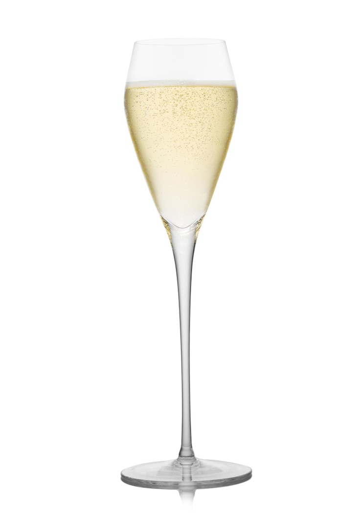 Foto glas prosecco champagne op witte achtergrond