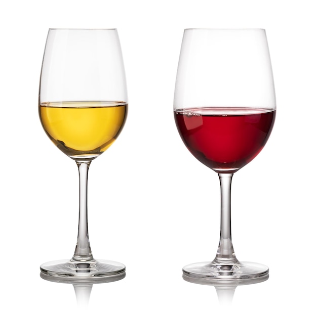Glas rode en witte wijn