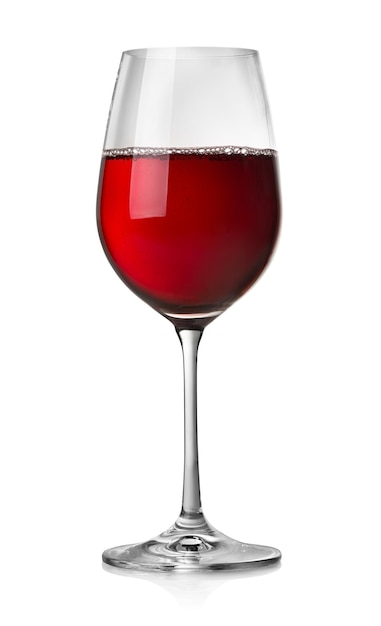 Foto glas rode wijn geïsoleerd op witte achtergrond