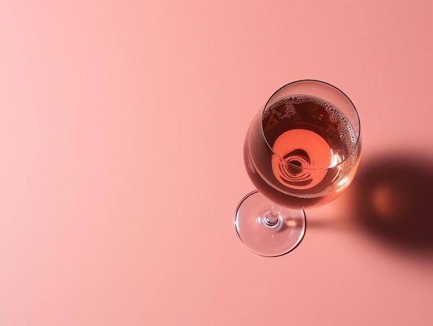 Glas rode wijn op een roze achtergrond Minimale stijl