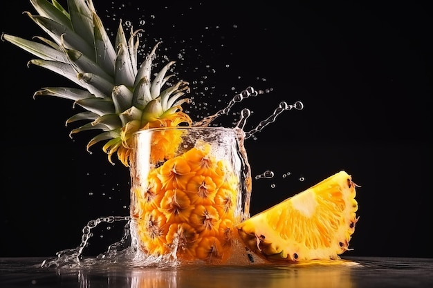 Glas spetterend ananas sap Generatieve AI