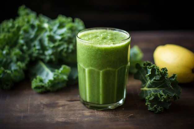 Foto glas spinazesmoothie groene sap cocktail voor gezonde eetgelegenheid