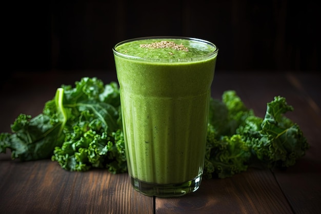 Foto glas spinazesmoothie groene sap cocktail voor gezonde eetgelegenheid