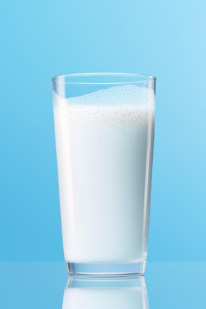 Glas verse melk geïsoleerd op blauwe achtergrond